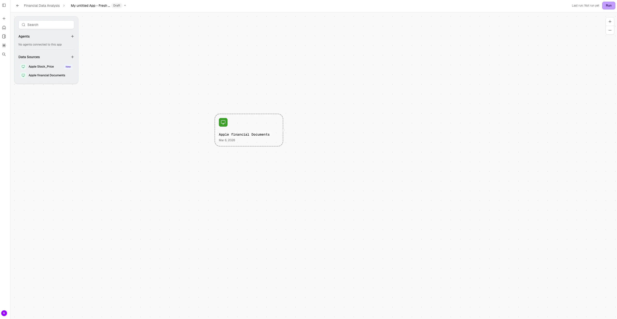 Data App with data source on canvas