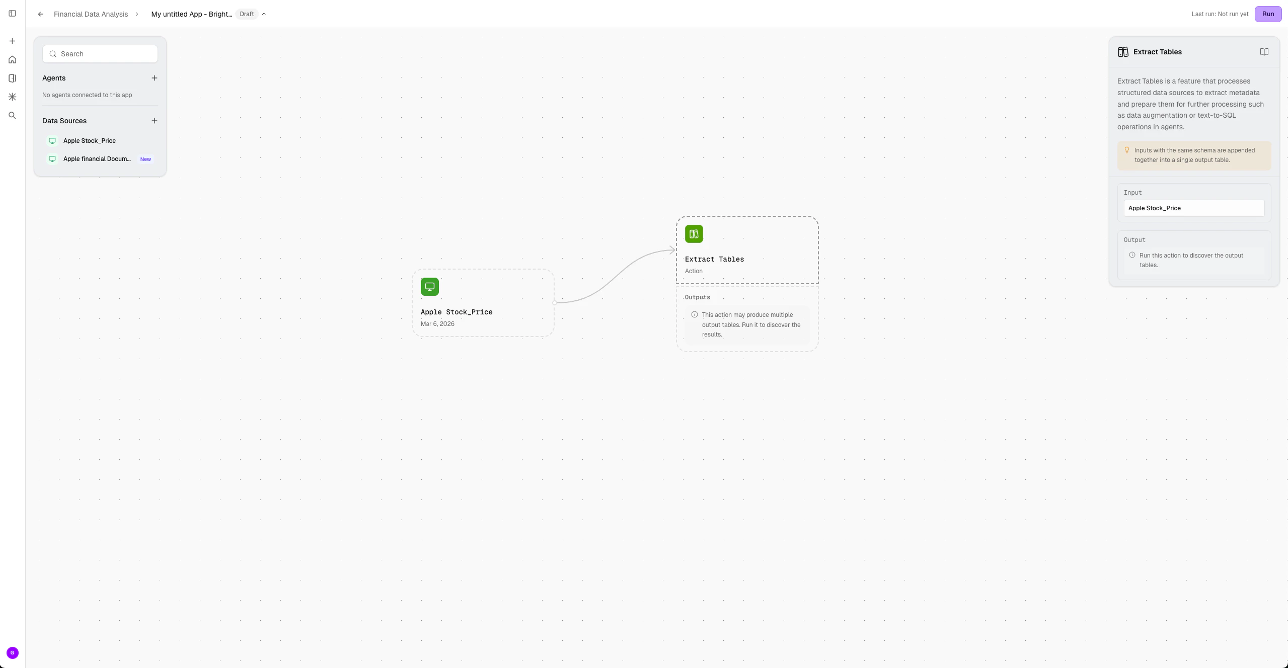 Extract Tables action for structured data