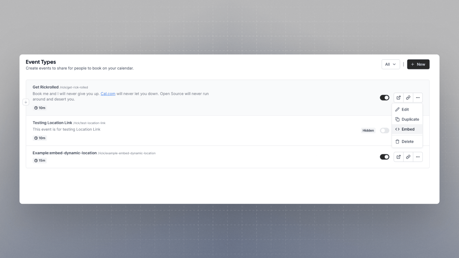 Accessing embed option