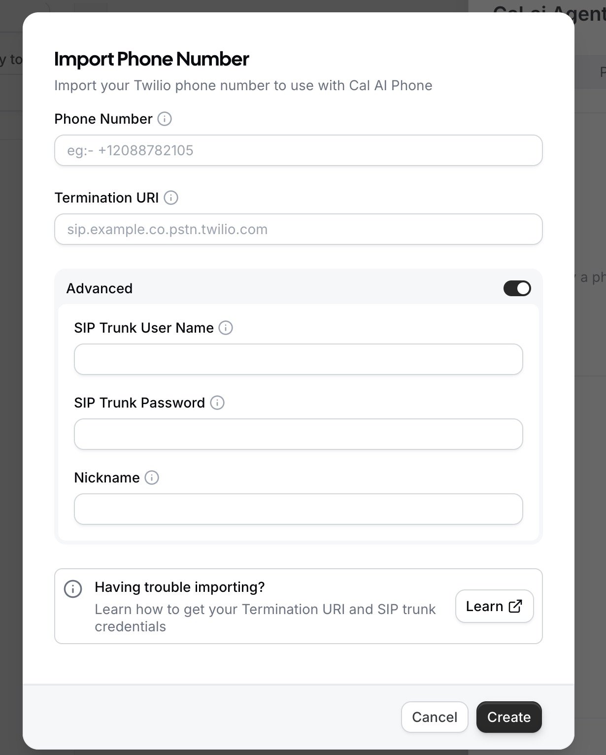 Import Modal
