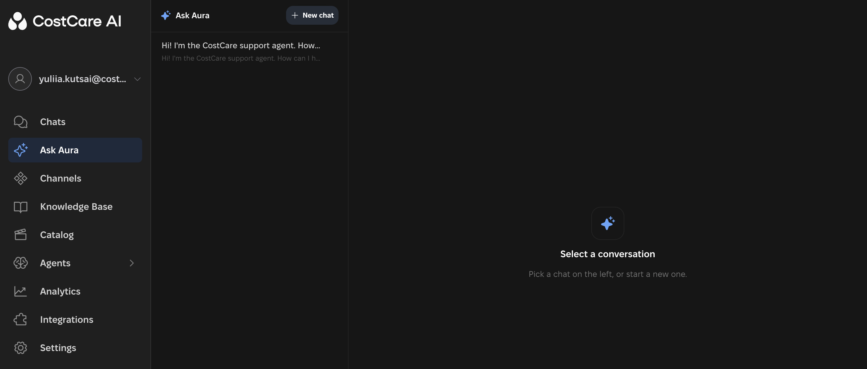 Ask Aura section with the New chat button