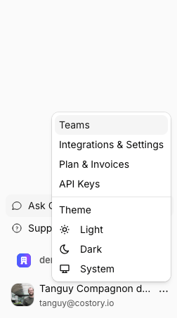 Create a user scoped token in Costory settings
