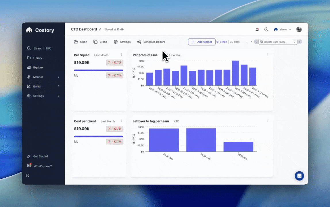 Add a widget manually to a dashboard