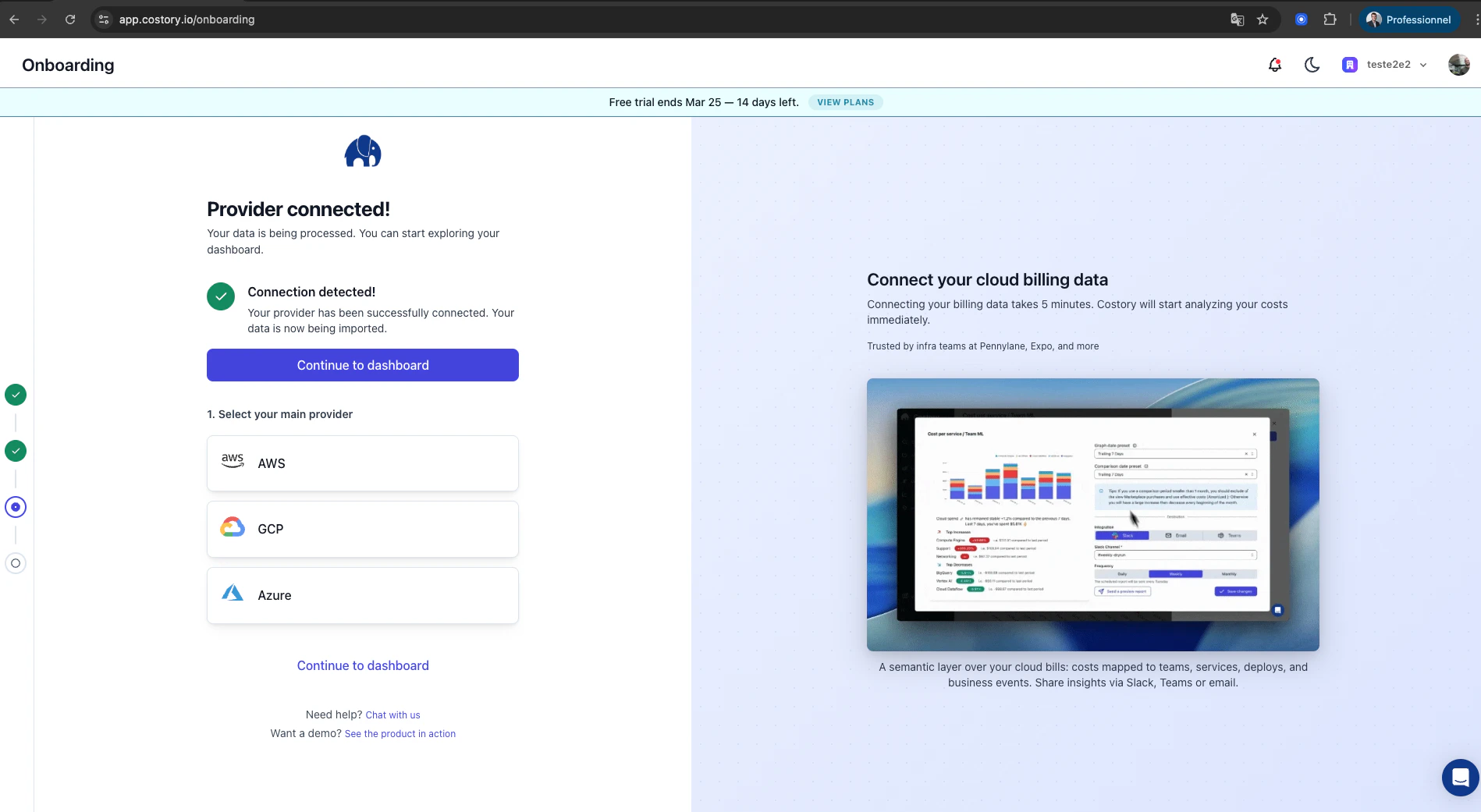 Costory datasource successfully connected