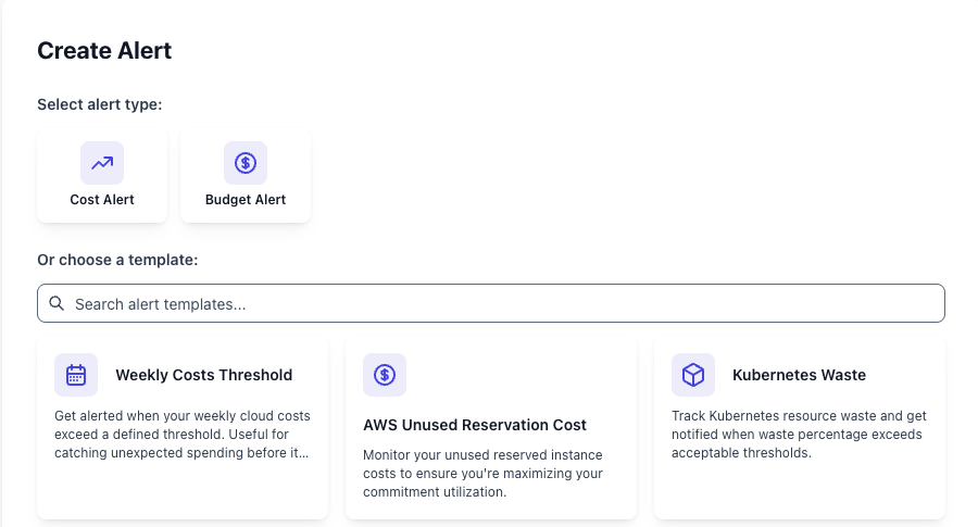 Create Alert with templates