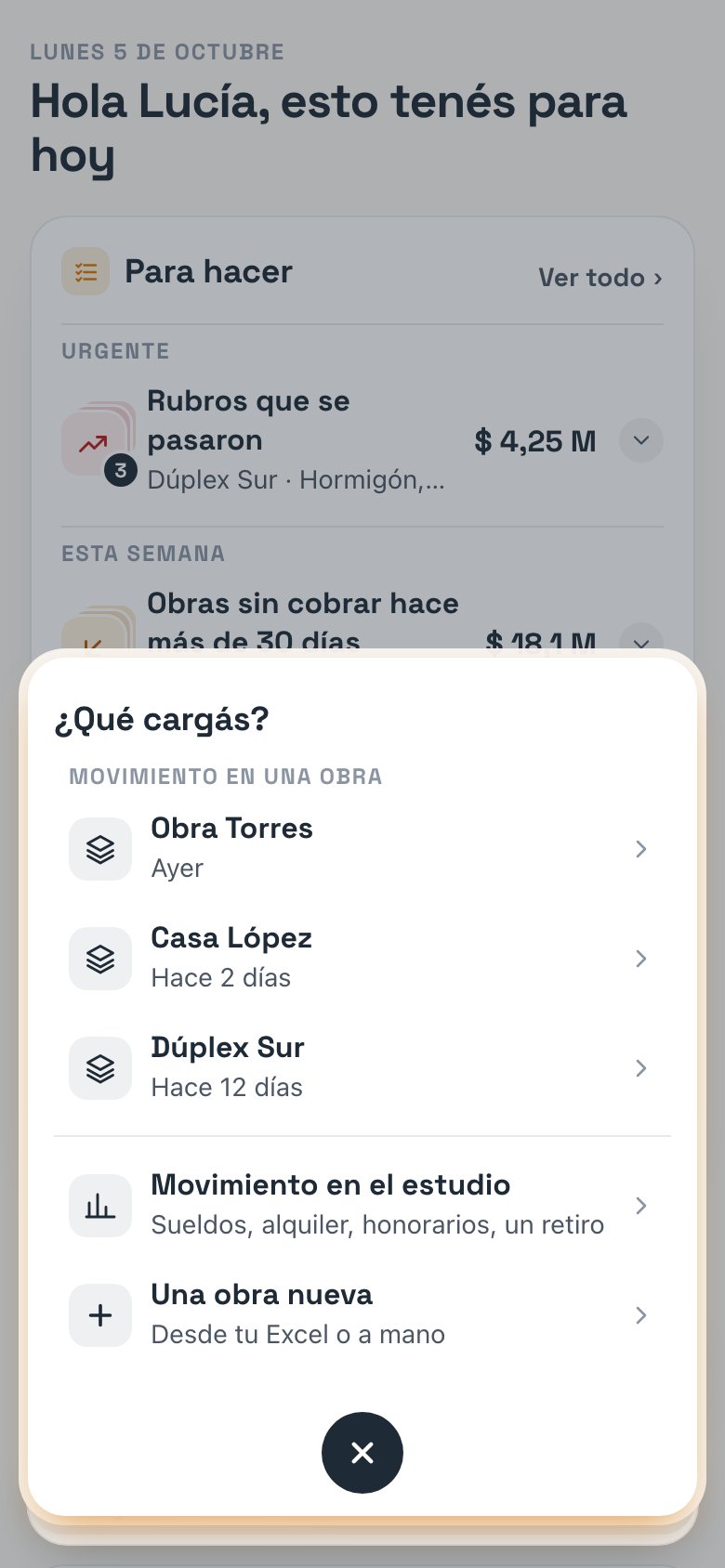 El menú de Cargar abierto en el celular: ¿Qué cargás?