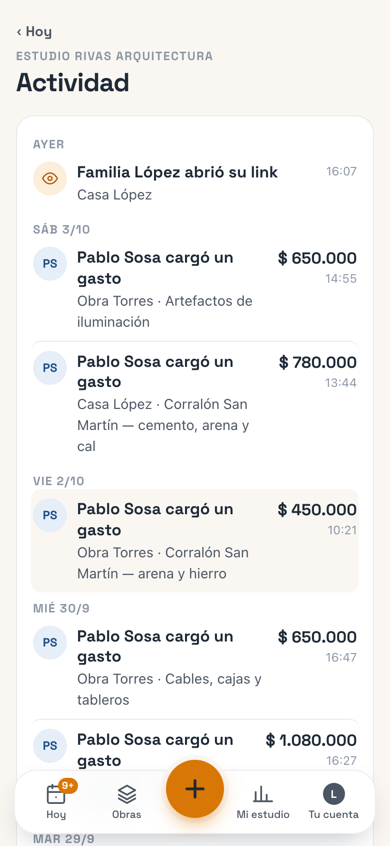Actividad en el celular: lo que pasó, agrupado por día