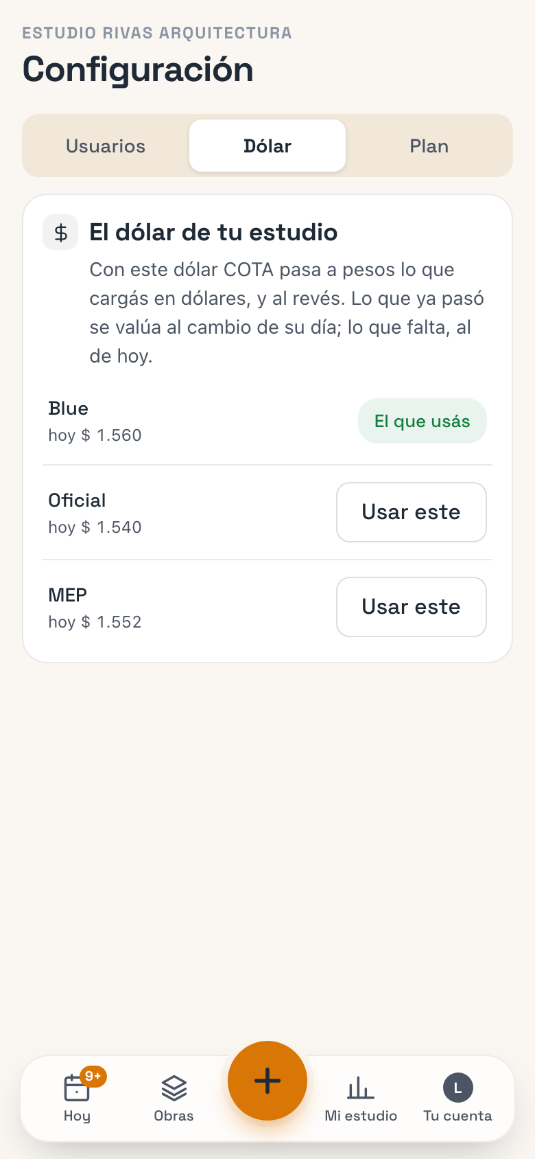Configuración, Dólar: Blue, Oficial y MEP con la cotización de hoy
