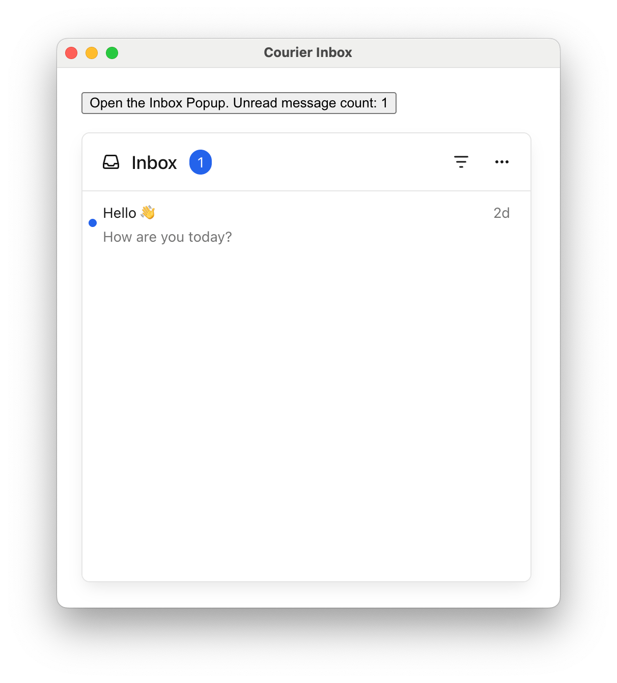 Custom inbox popup menu button