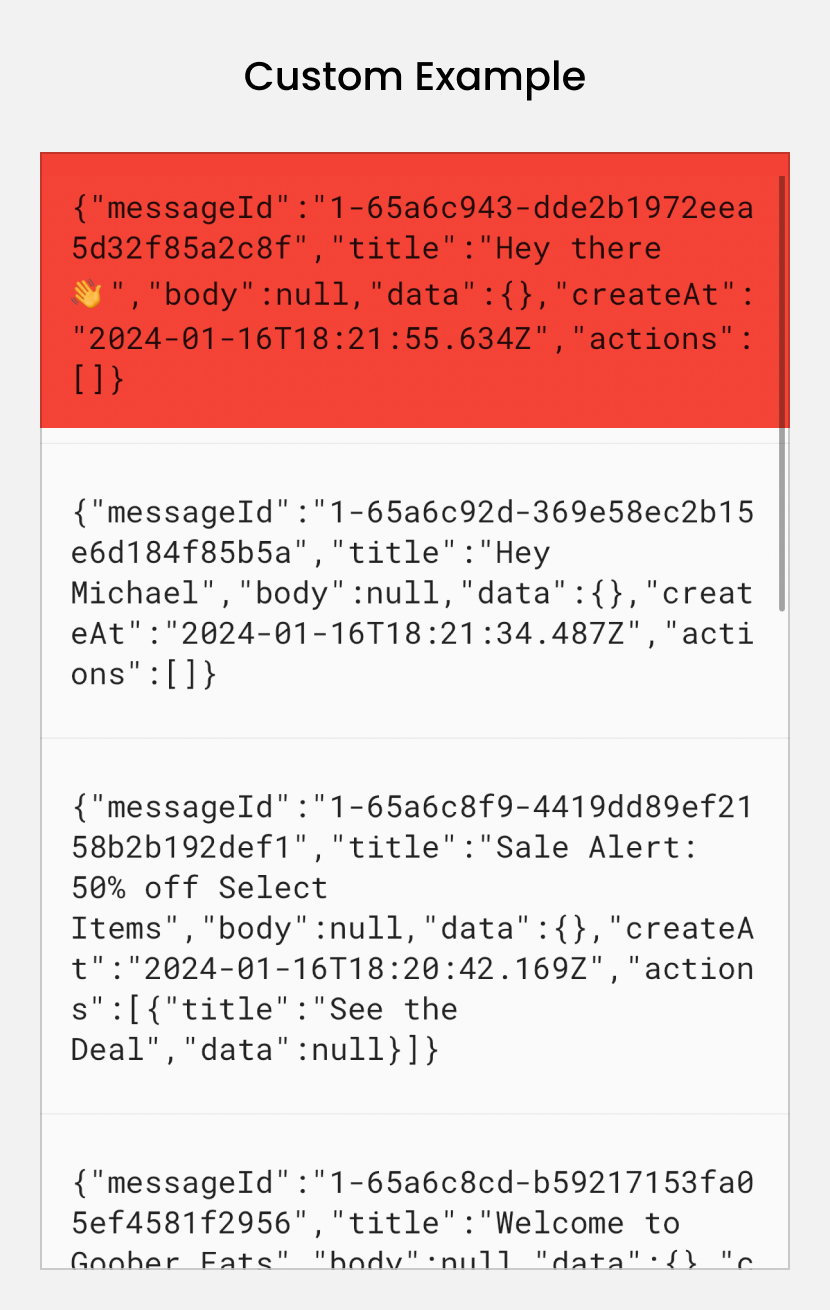Custom Inbox list item rendering