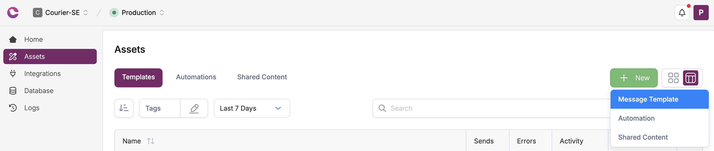 Create a new template