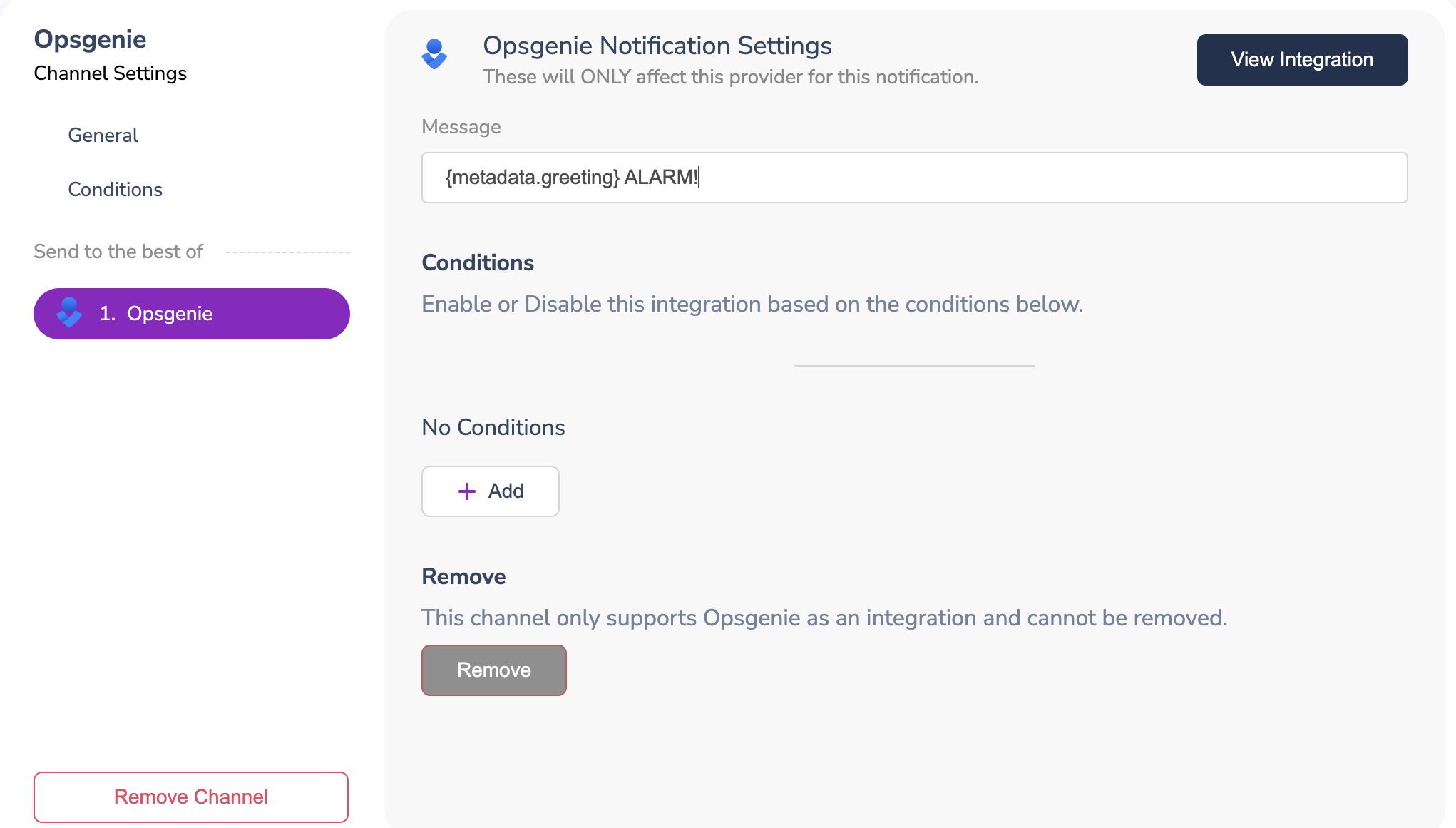 OpsGenie Channel Configuration