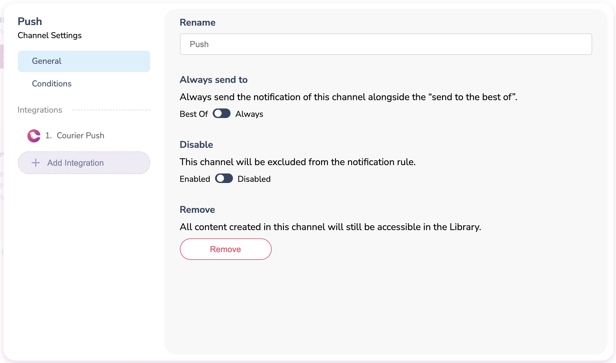 Push Channel Settings