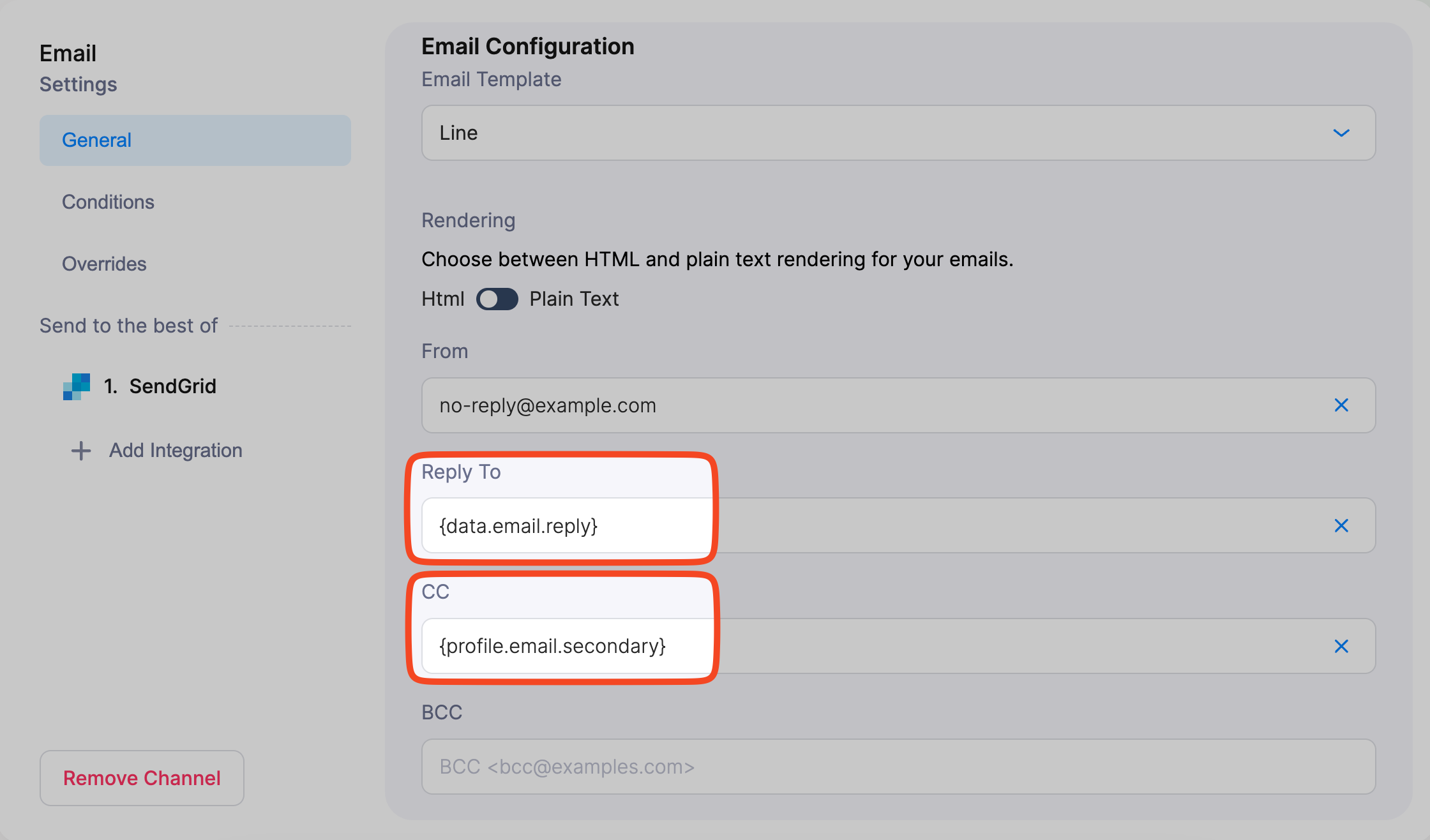 Email Channel Settings