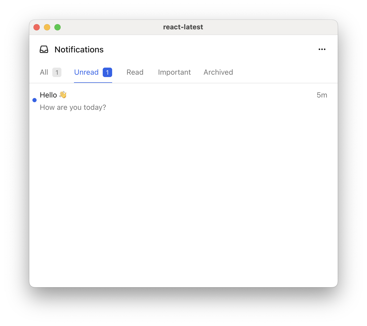 The Courier Inbox header showing a row of tabs reading All, Unread, Read, Important, and Archived, with the All tab selected and carrying an unread count