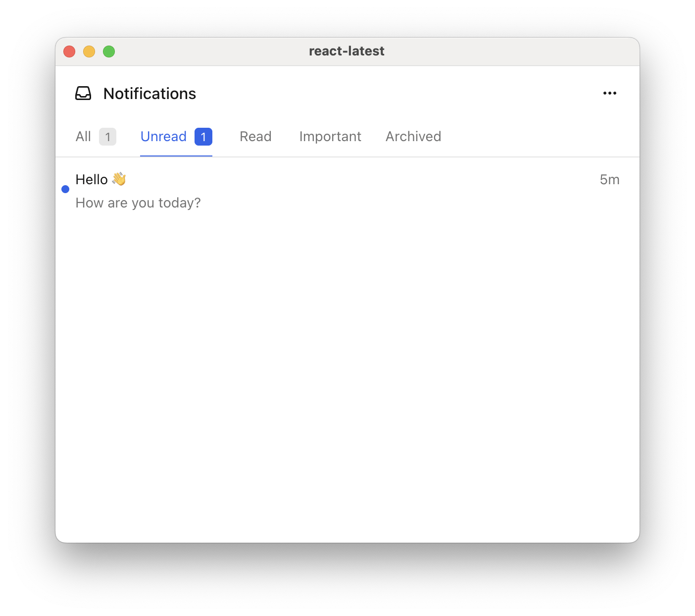The Courier Inbox header showing a row of tabs reading All, Unread, Read, Important, and Archived, with the All tab selected and carrying an unread count