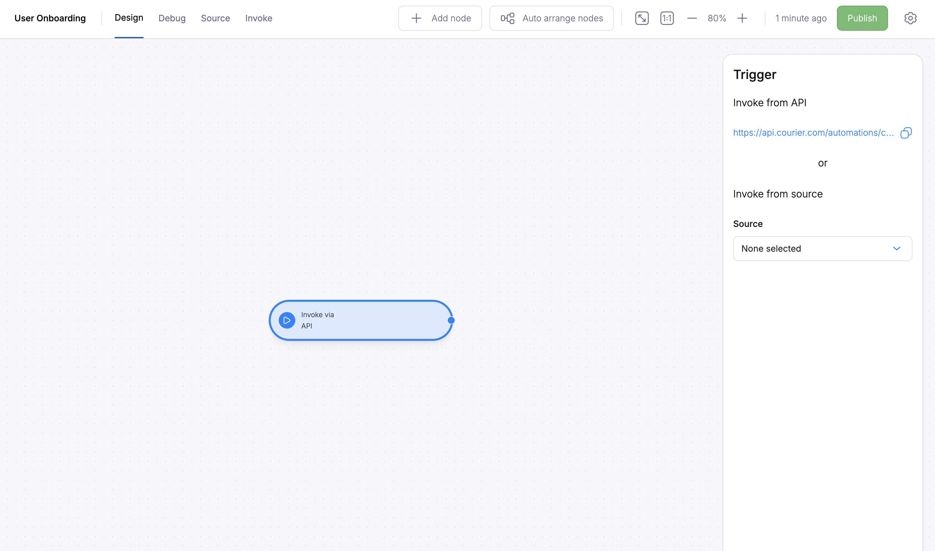 API Invoke trigger configuration