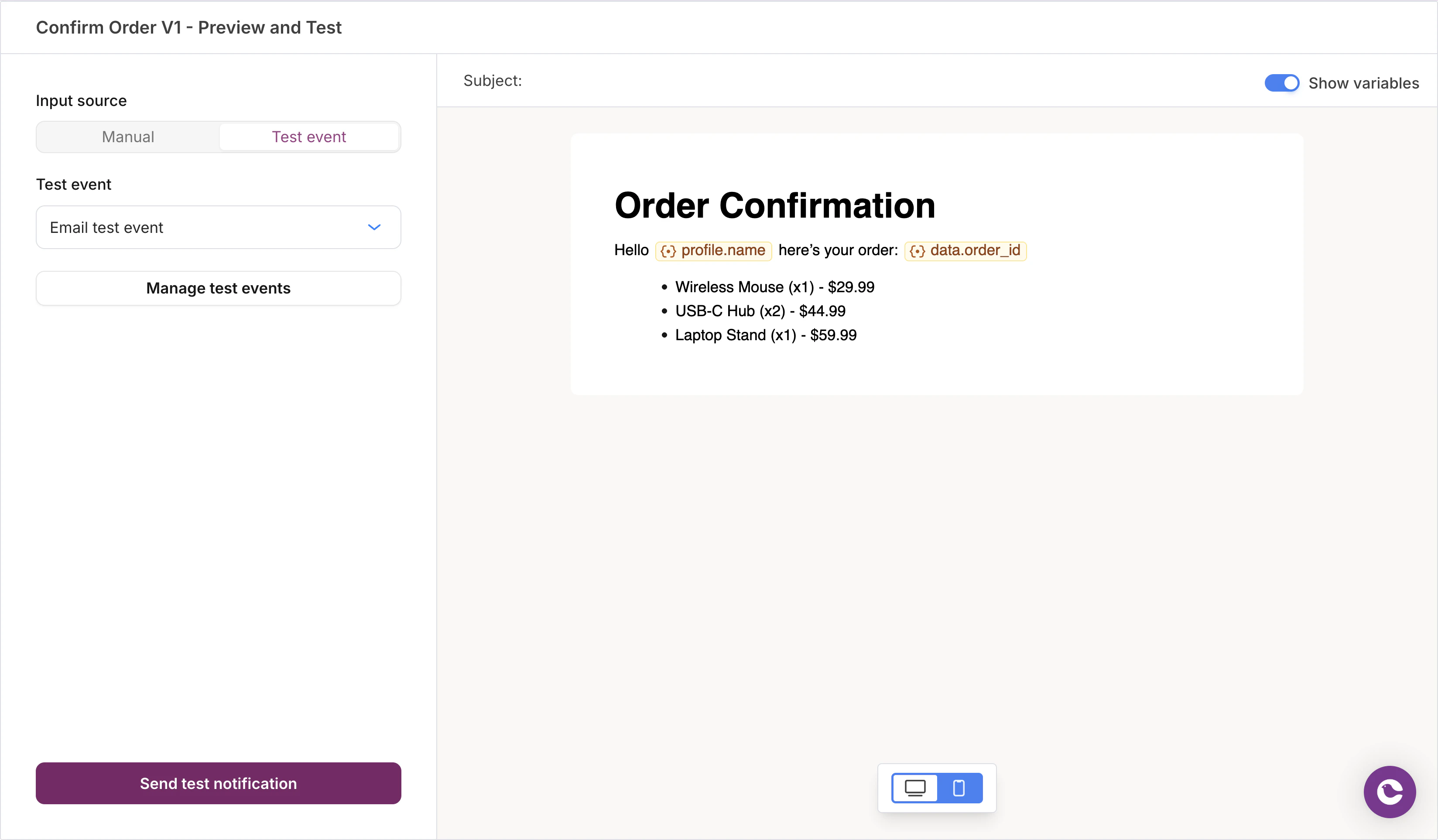 Preview showing expanded list items from a looped data array