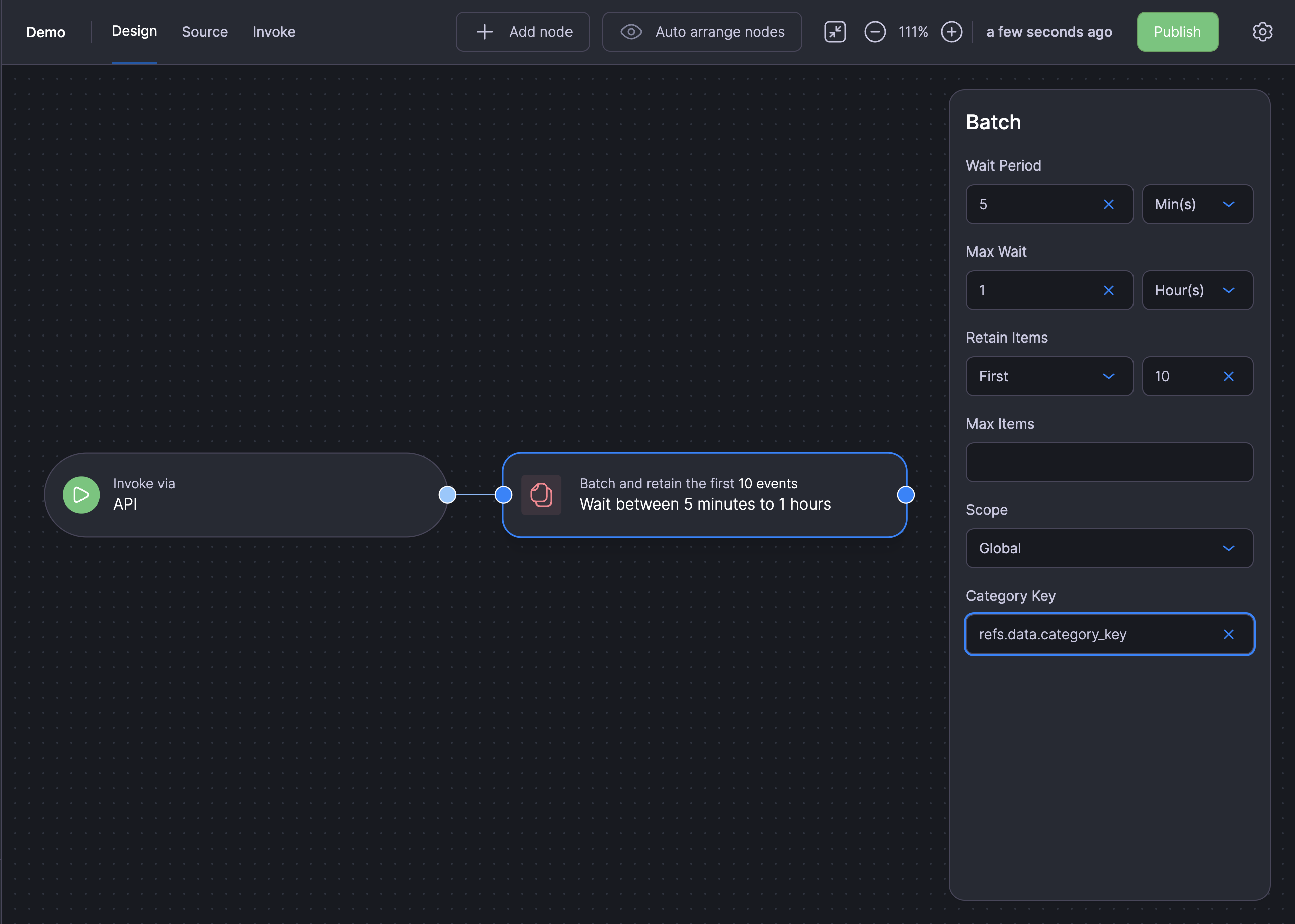 Accessing batch data from a notification template