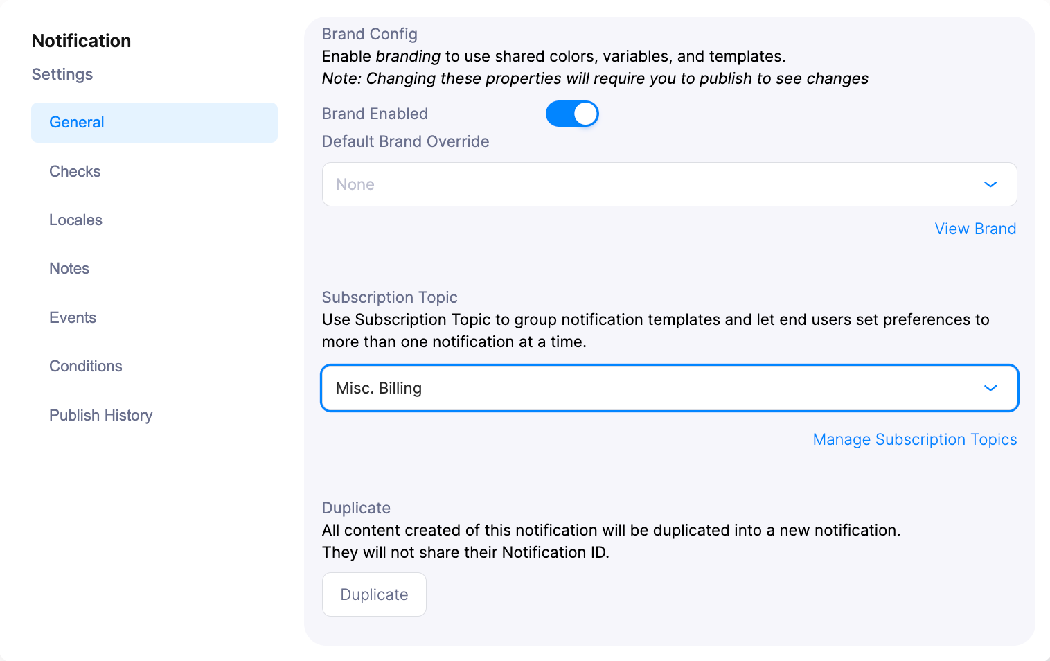 Topic Assignment in Template Designer