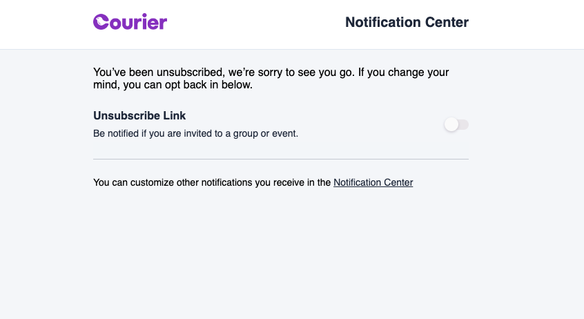 Unsubscribe Confirmation Page