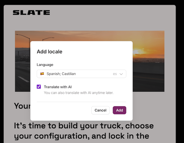 Translate Flow Language Selected