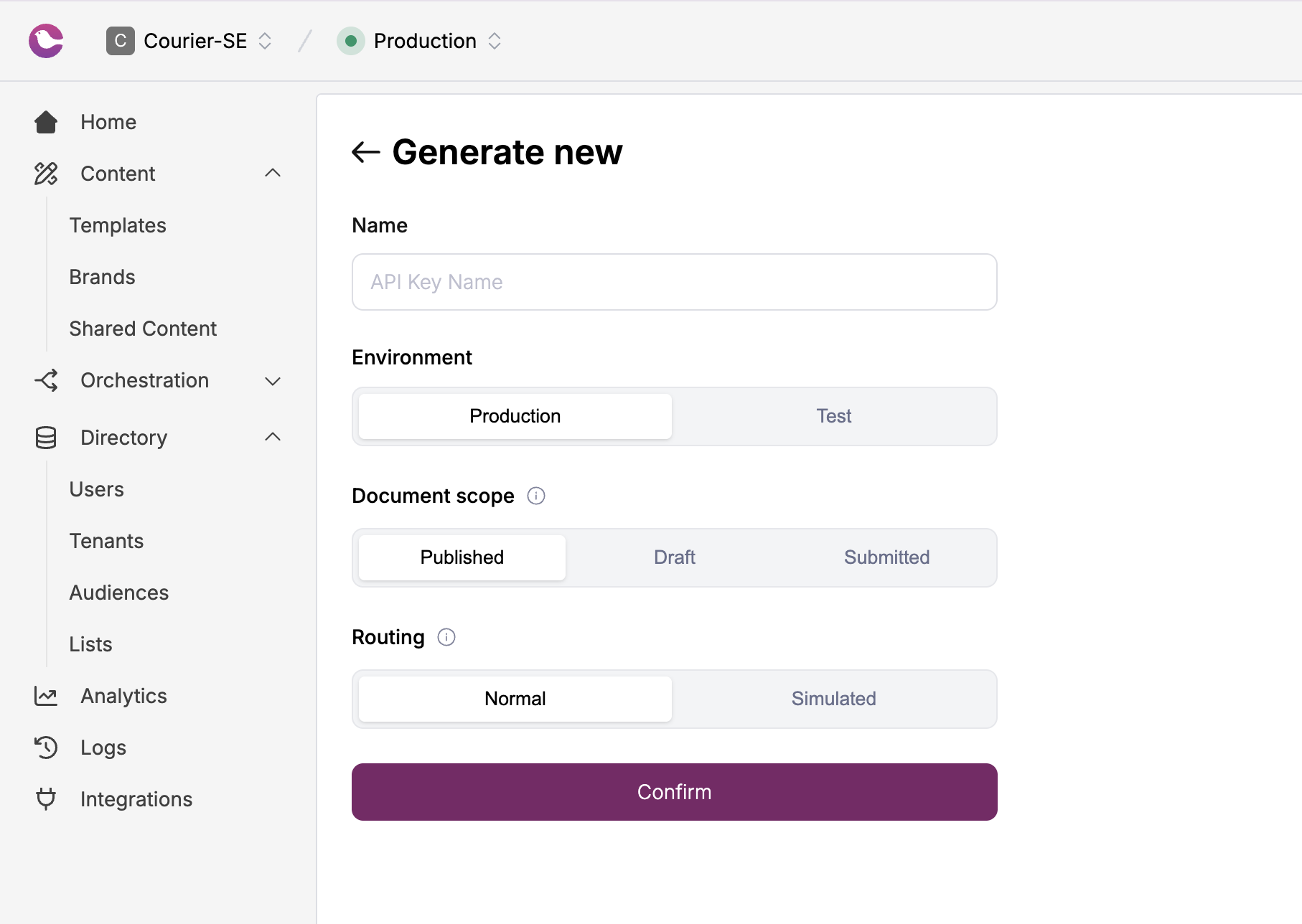 Define Routing Behavior for Custom API Keys