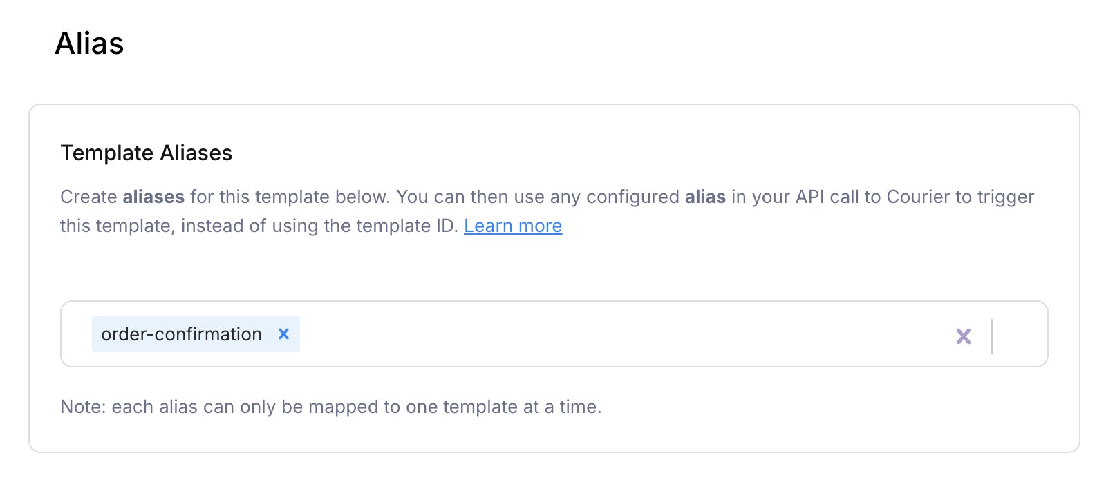 Template alias configuration