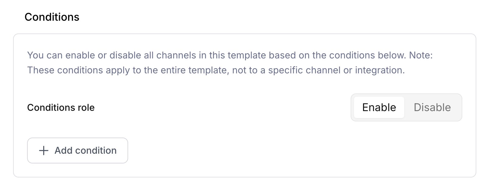 Template conditions configuration