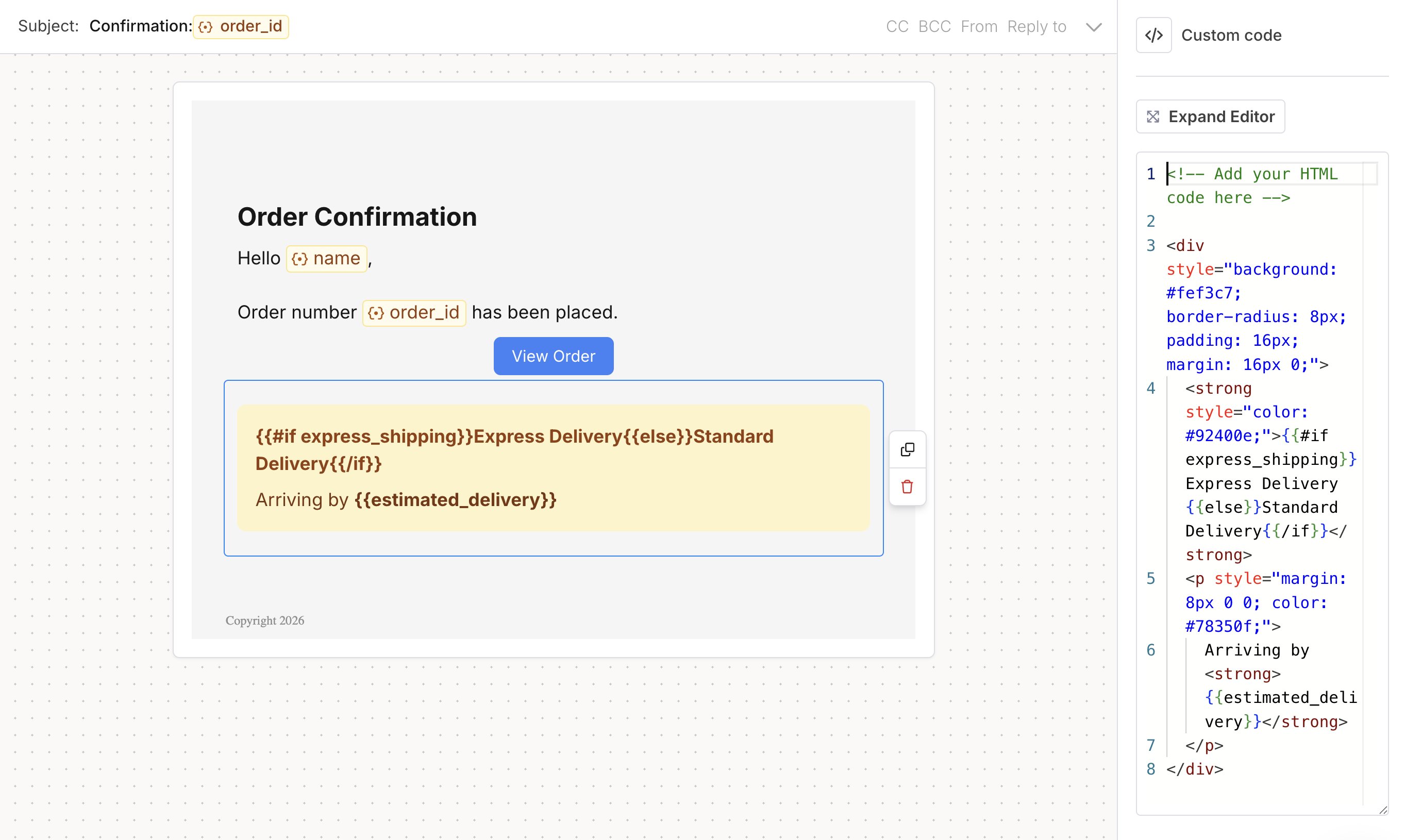 Handlebars and variables in HTML block