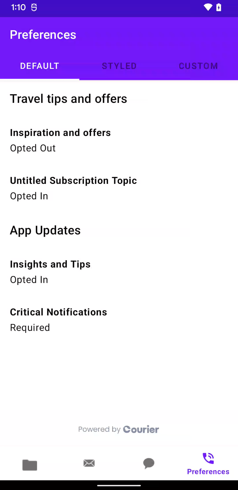 Default Preferences on Android