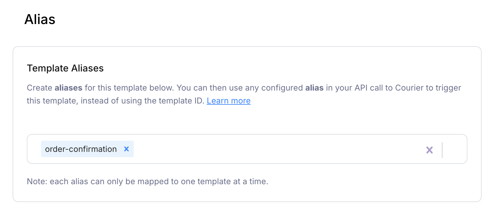 Template alias configuration