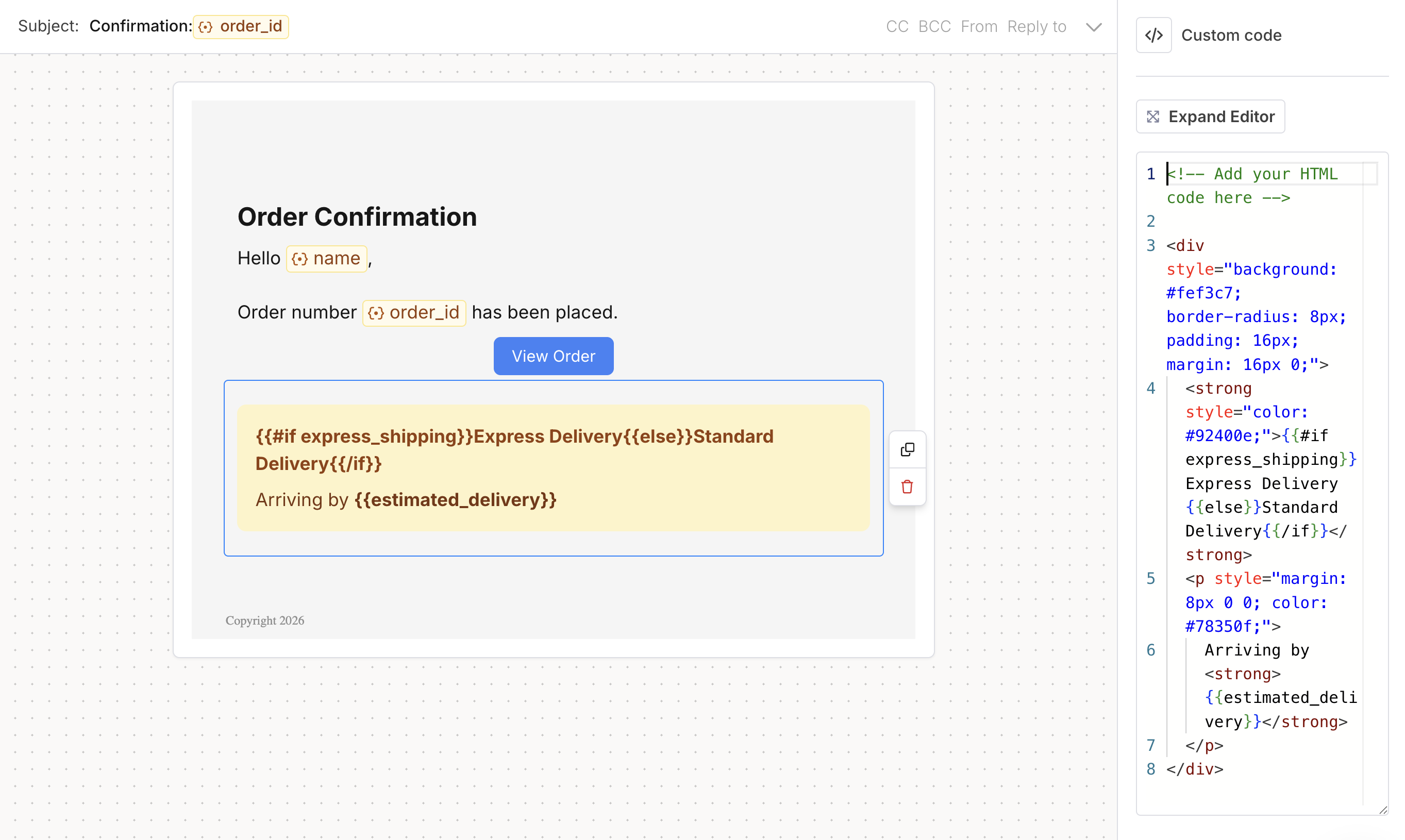 Handlebars and variables in HTML block