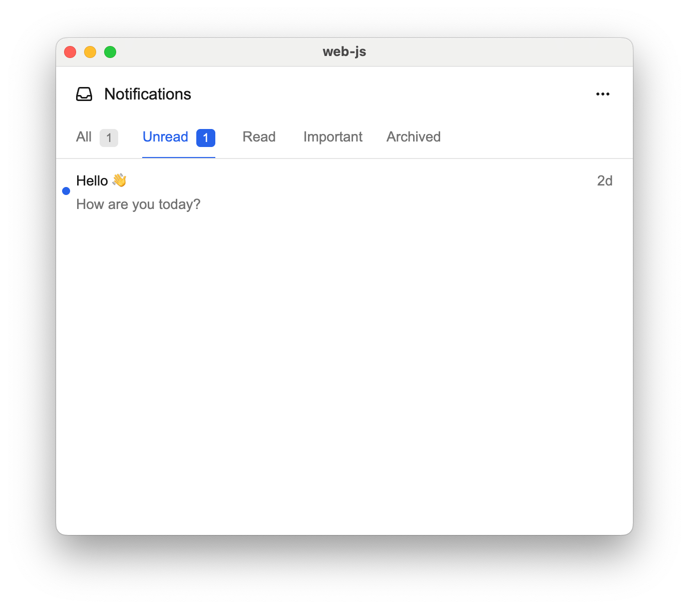 Preview of CourierInbox with tabs
