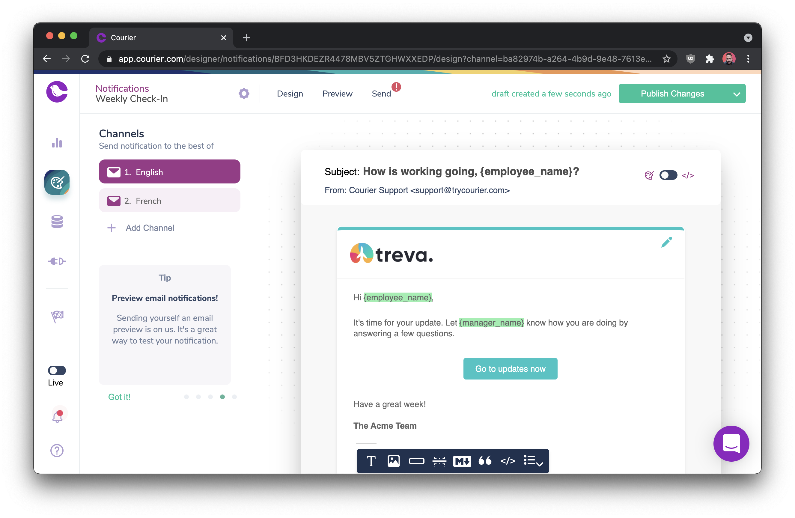 Each Channel Corresponds to a Different Language