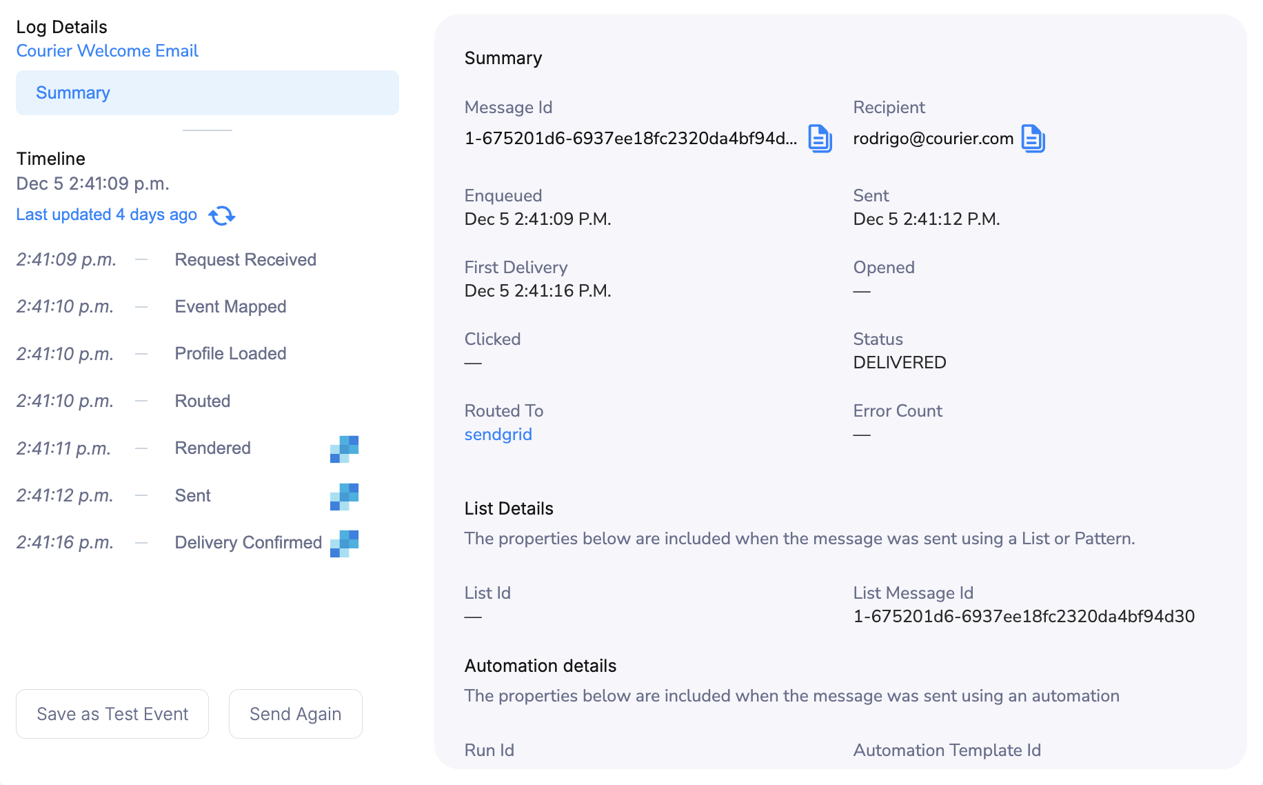 Create a Test Event From the Logs