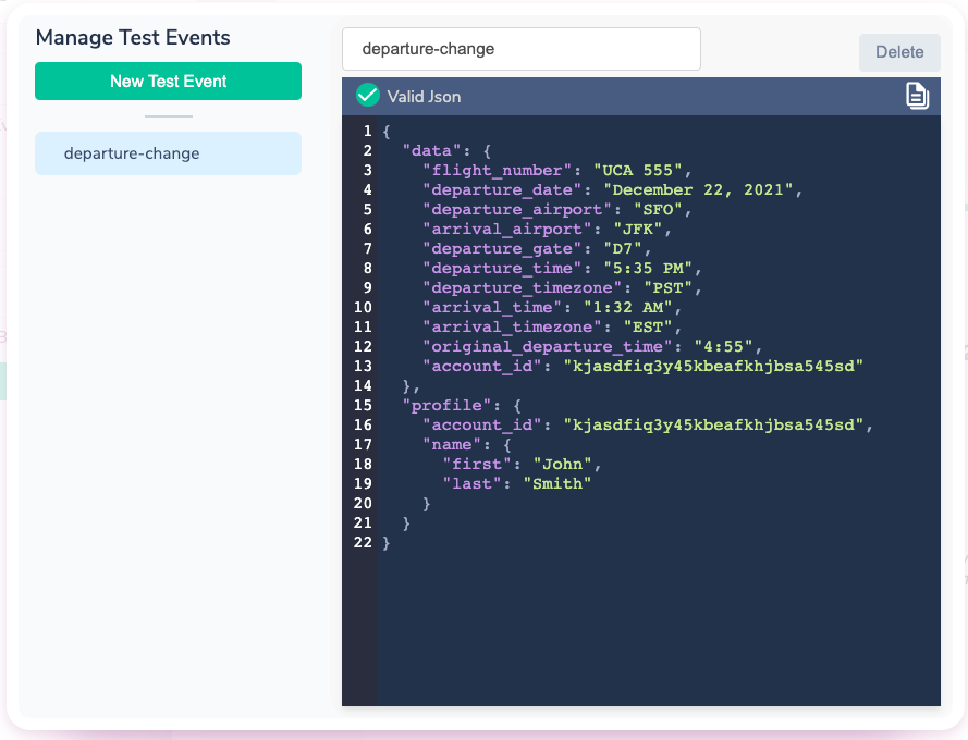 Test Event Variables