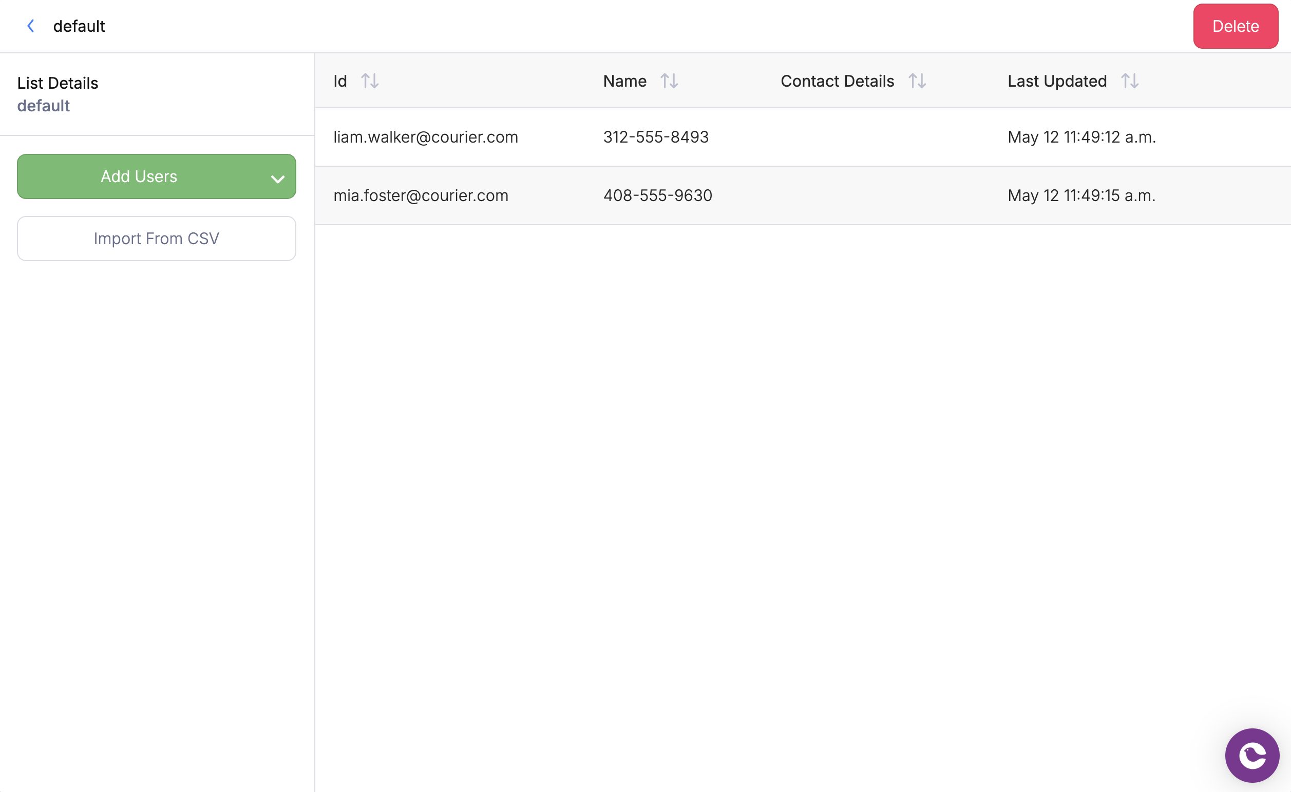 List Management Interface