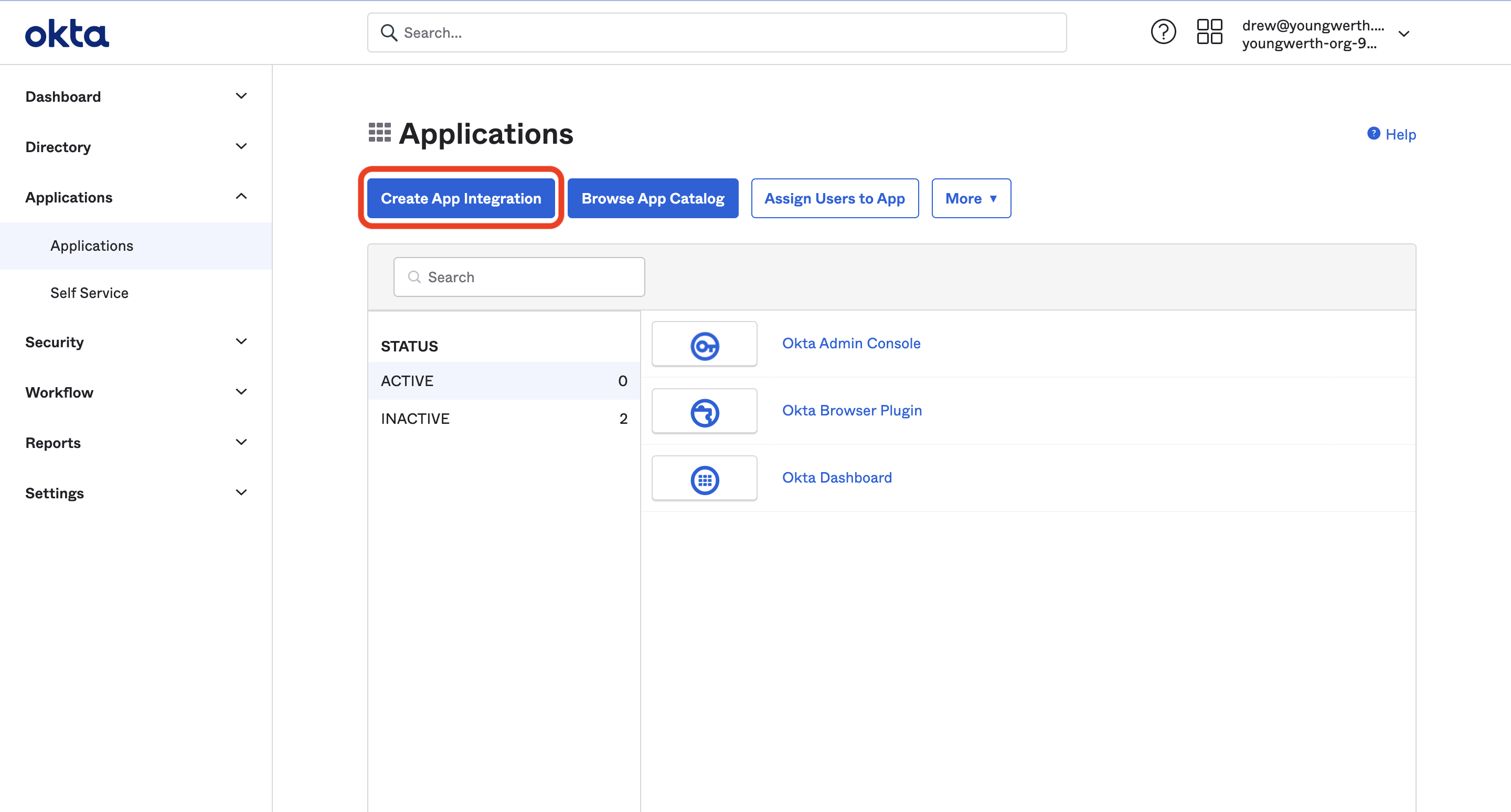 Create App Integration button.