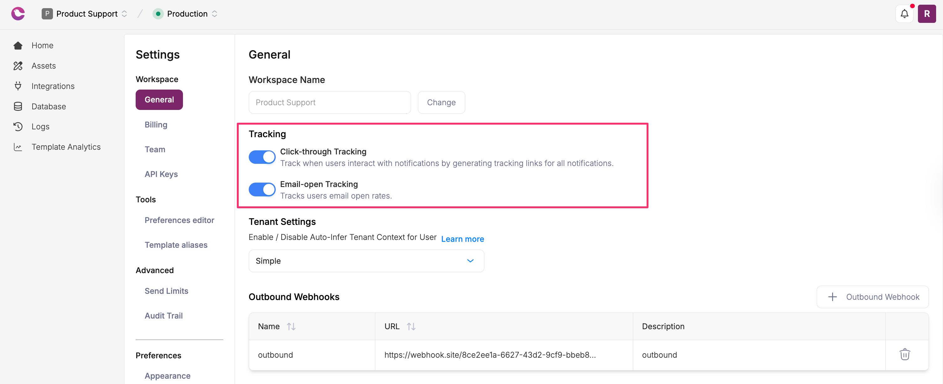 Courier General Settings