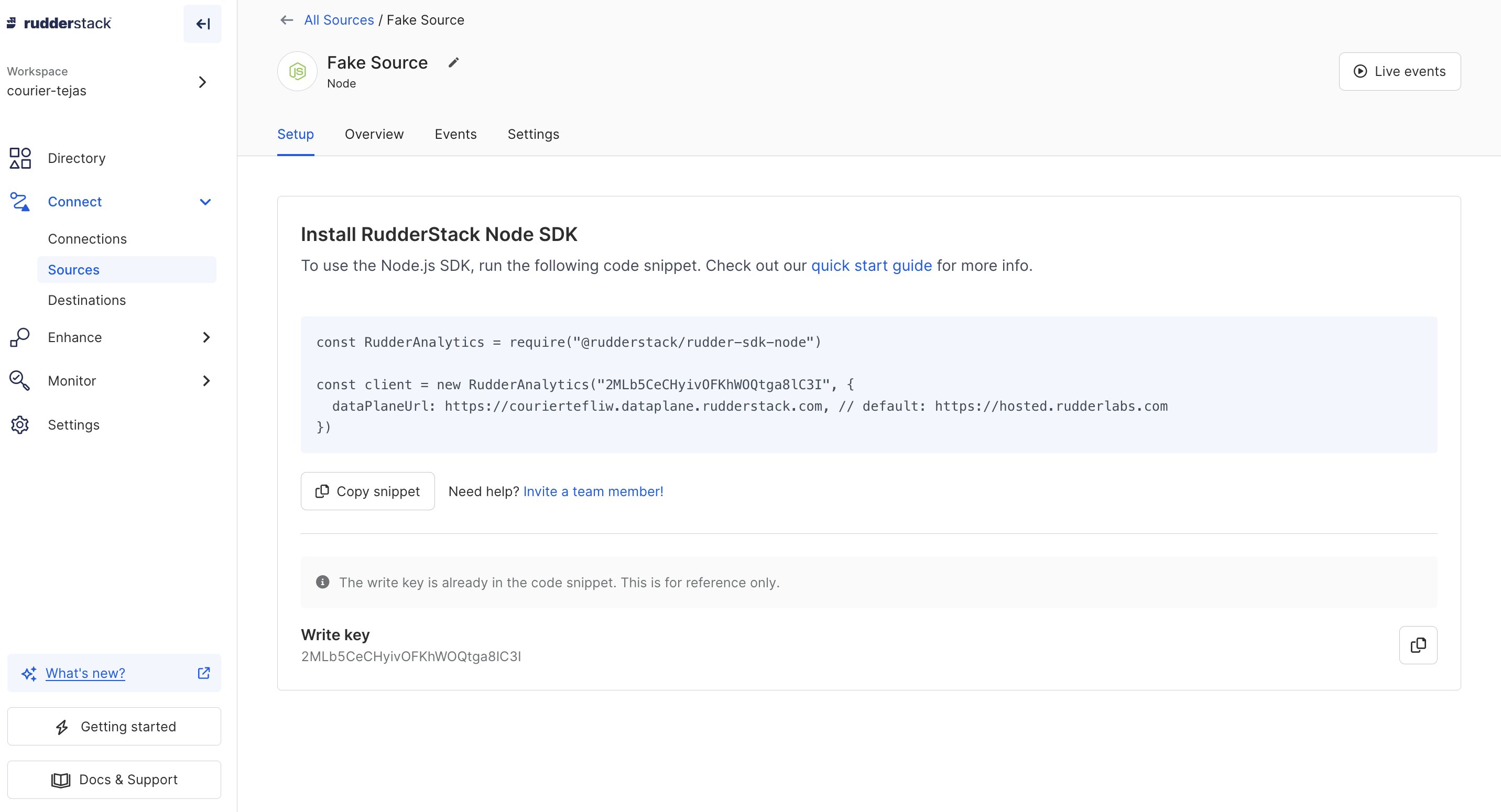 RudderStack Source Config
