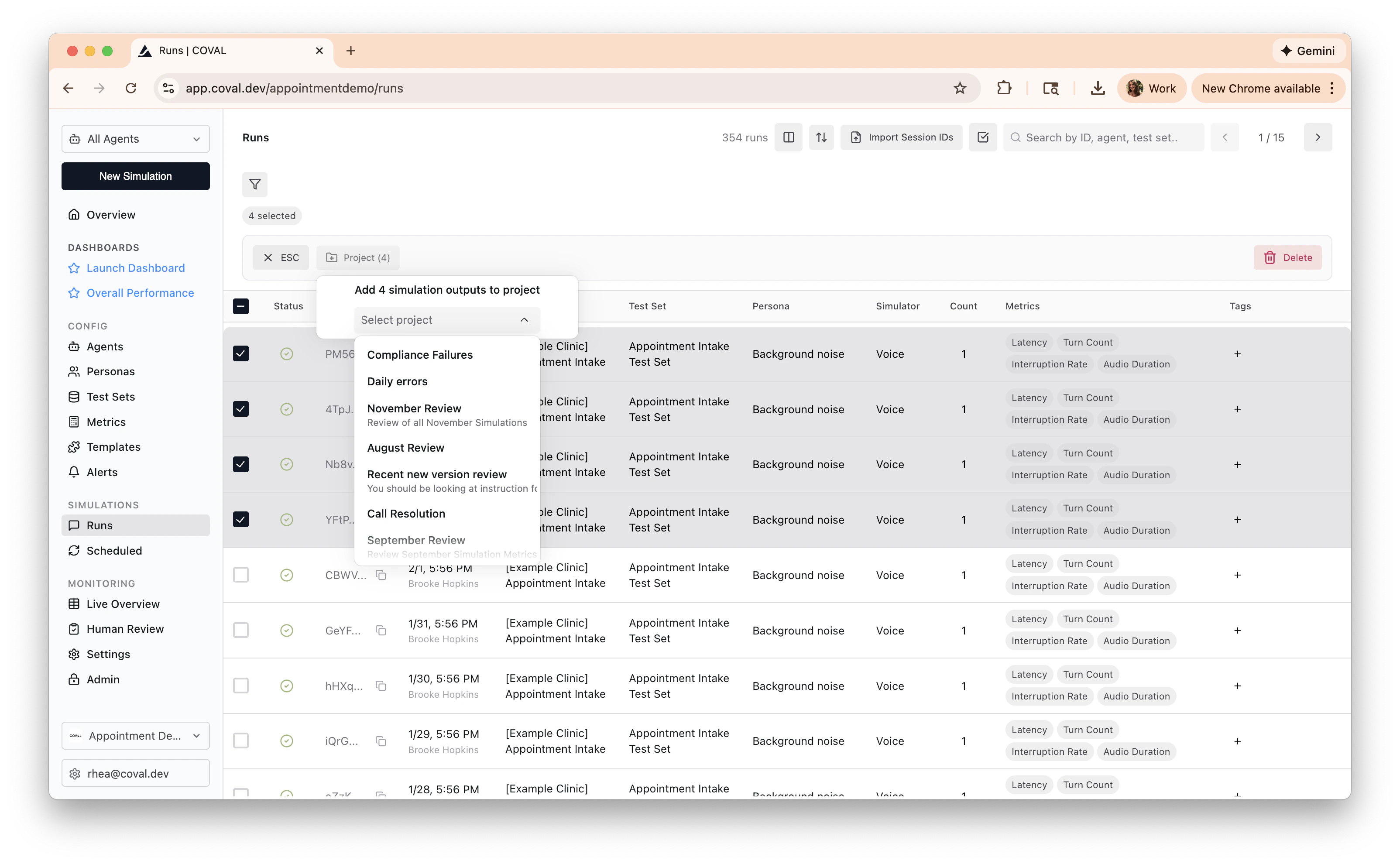 Add runs from the runs
page