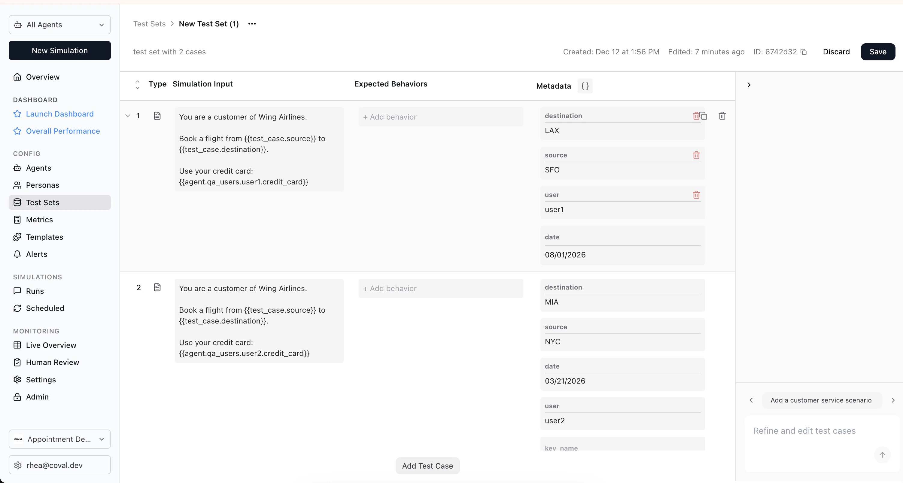 Example Booking Test Cases