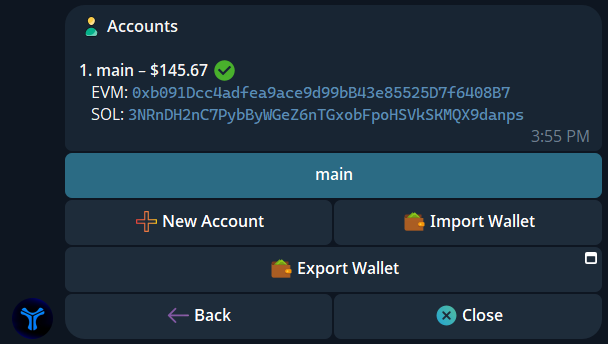Accounts menu overview