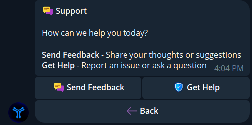 The Support Portal Menu