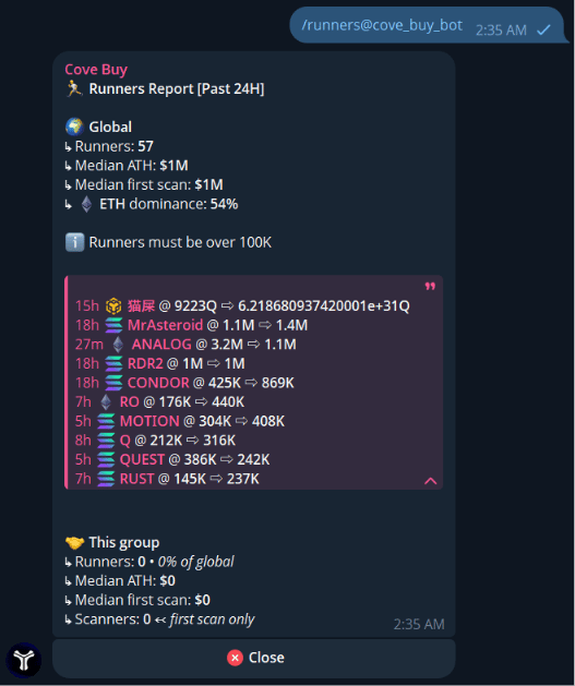 Runners Report