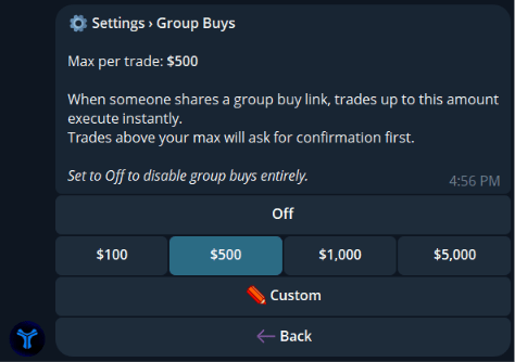 Group buy settings