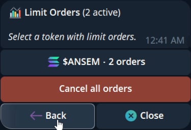 Current Active Orders panel with Edit and Cancel actions