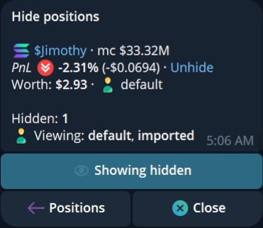 Current Show hidden positions view