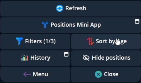 Current Positions controls after switching the sort order to Age